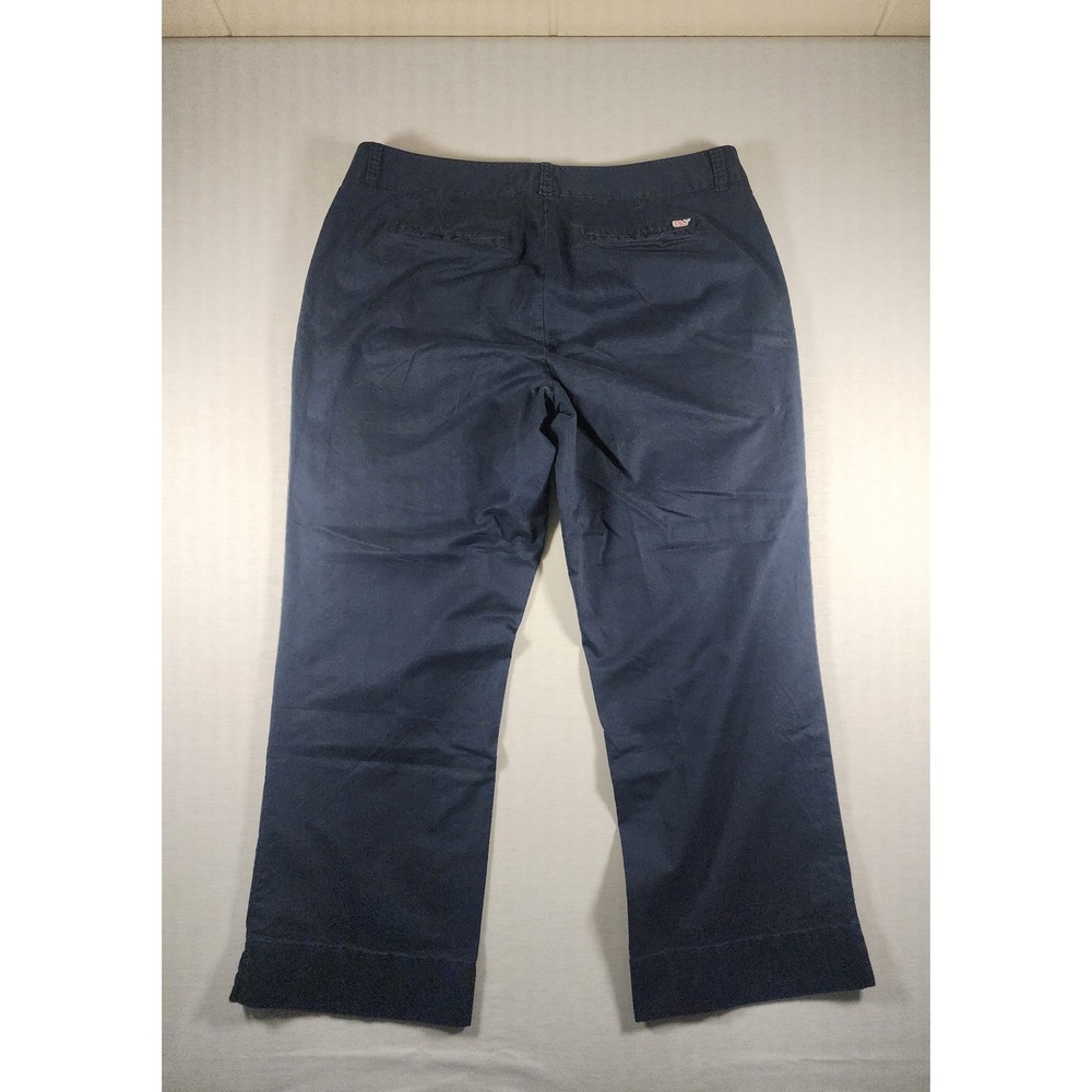 Vineyard Vines Womens Navy Crop Chino Pants Size 14 Capri Cotton Preppy Whale - Picture 8 of 8